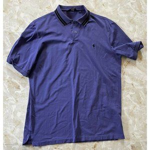 Ralph Lauren Polo Golf Shirt Adult Sz L Purple Black Stripe Men's Pima Cotton